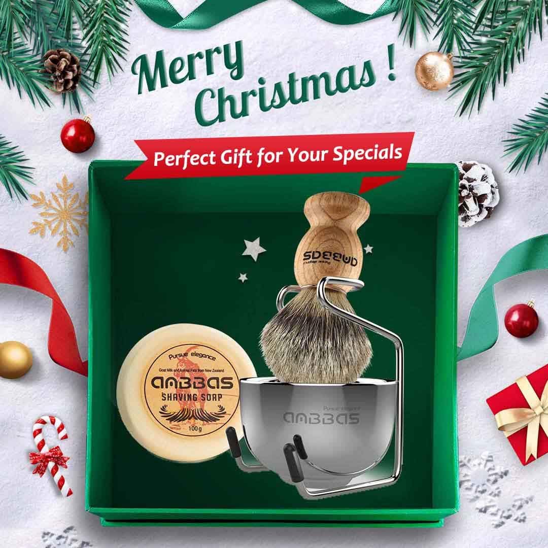 Anbbas Badger Hair Shaving Brush with Wood Handle,Goat Milk Shaving Soap 100g,Stainless Steel Shaving Stand and 2 Layers Shaving Bowl Perfect for Men Gift - Image 3