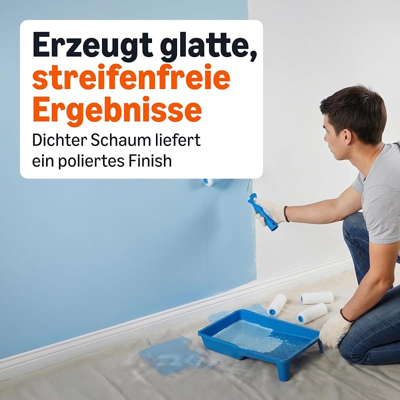 Schaumstoff-Farbroller-Set, 10,2-cm-Roller, 8 Stück