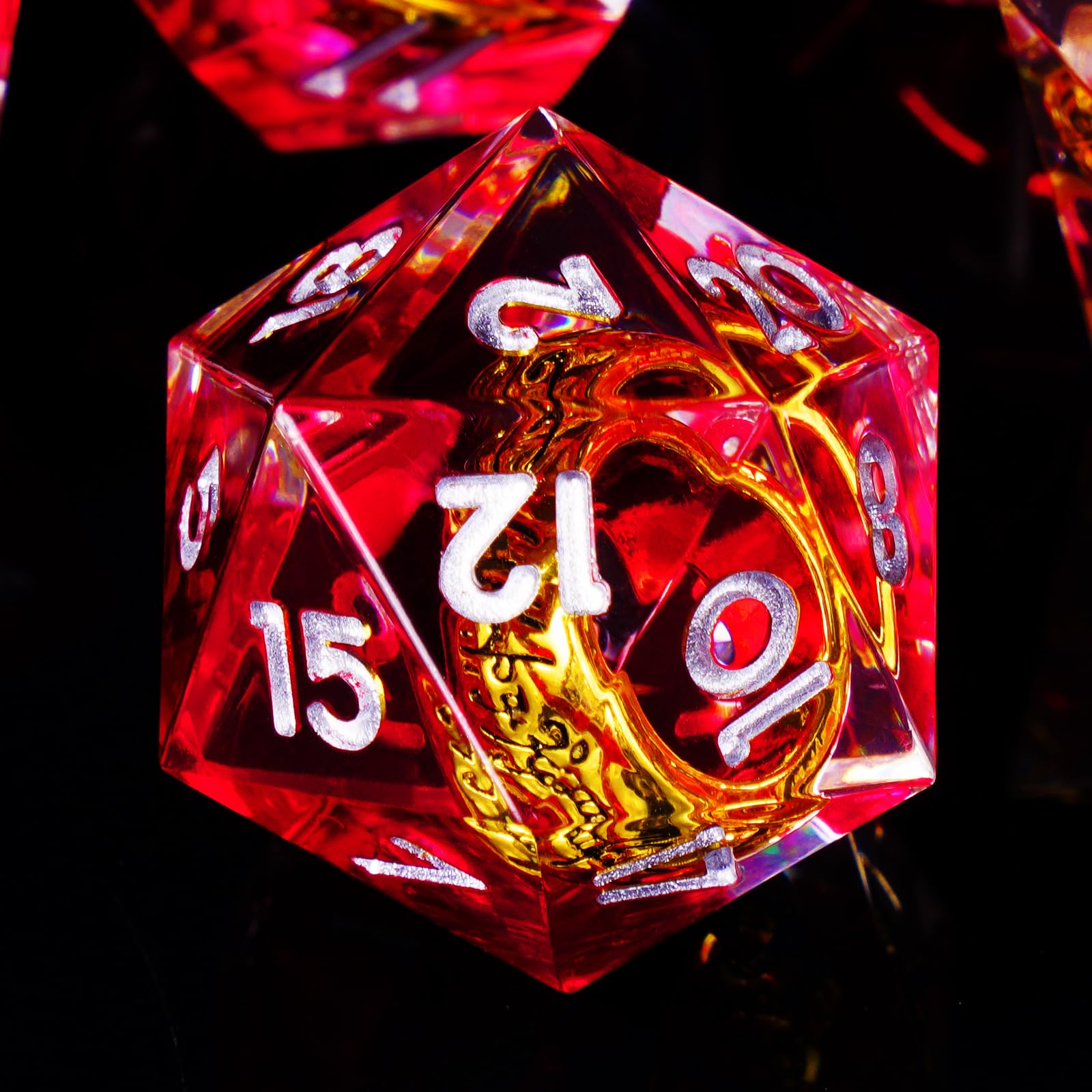 ORUZA 7 PCS Lord Of The Ring DND Dice Set Resin Sharp Edge Dice Polyhedral D&D Dice Set for Dungeons and Dragons RPG MTG Role Playing Game Dice D20 D12 D10 D8 D6 D4 D%