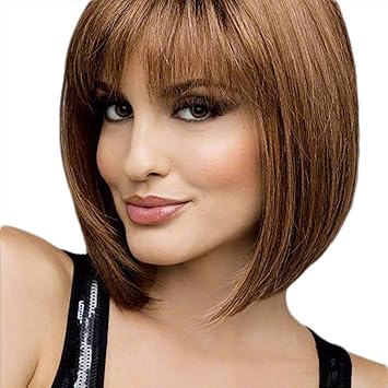 Amazon Com Yyf Synthetic Short Straight Bob Wigs For Women Blunt