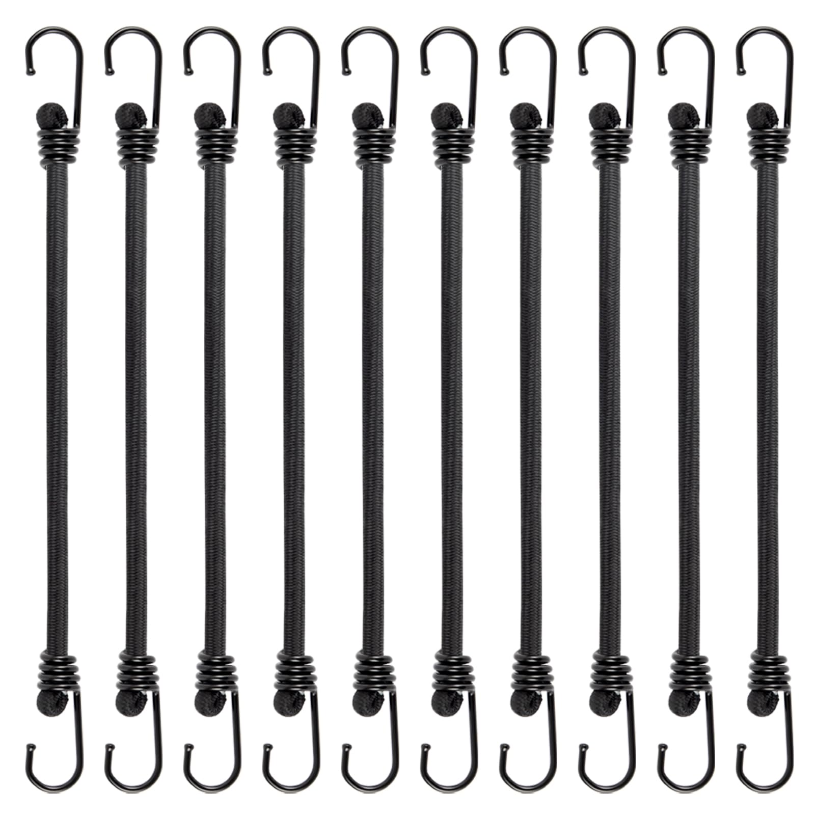 Bungee Cords With Hooks 24 Inch, 10 PCS Heavy Duty Bungee Cord, 8 mm Thick Bungee Straps, Elastic Straps With Hooks for Securing Tarps, Luggage, Tents, Bikes or Caravan Camping
