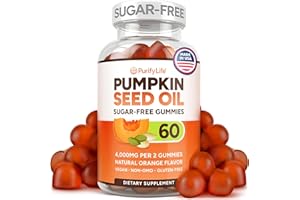 PURIFY LIFE Sugar-Free Pumpkin Seed Oil Gummies (4,000mg/serving) Pumpkin Seed Oil for Hair Growth, Youthful Skin, Prostate Health, Immune & Urinary Tract Support-Natural Source of Essential Fatty Acids-60 Chews