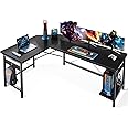 Coleshome 59" L Shaped Corner Computer Desk, Sturdy Home Office Table, Writing Larger Gaming Workstation, Black