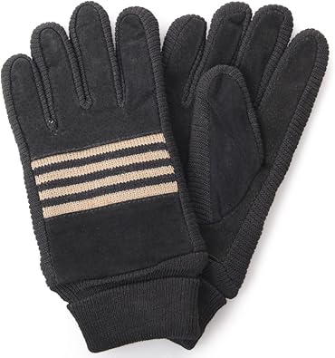 Amazon ブラック F ディーゼルパワー Diesel Power 上質 本革 レザー ライン入り 手袋 メンズ あったか ニット ピッグスエードスキン 豚革 革 スウェード スエード グローブ 手袋メンズ メンズ手袋 手袋レザー レザー手袋 革手袋 Dsp シューズ バッグ