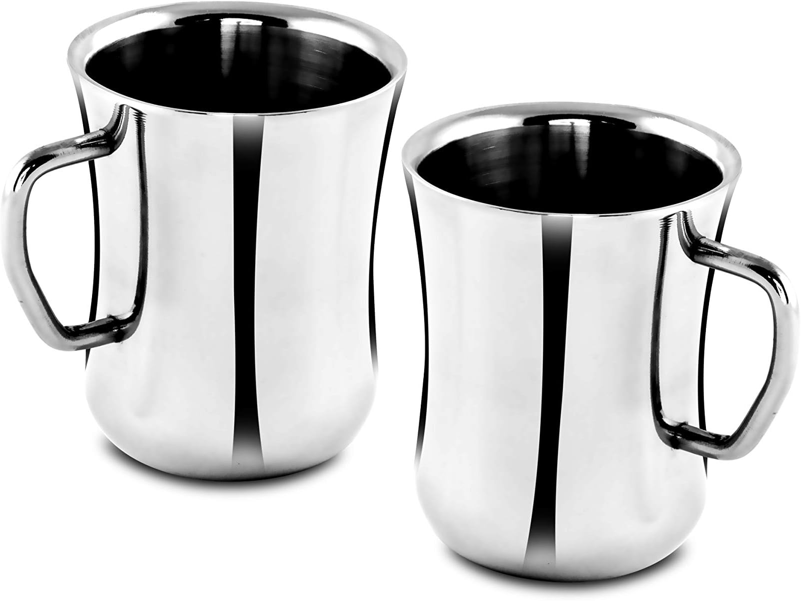 Classic Essentials Stainless Steel Latte Double Walled Coffee Mug Set, 220 ml, 2-Piece, Silver