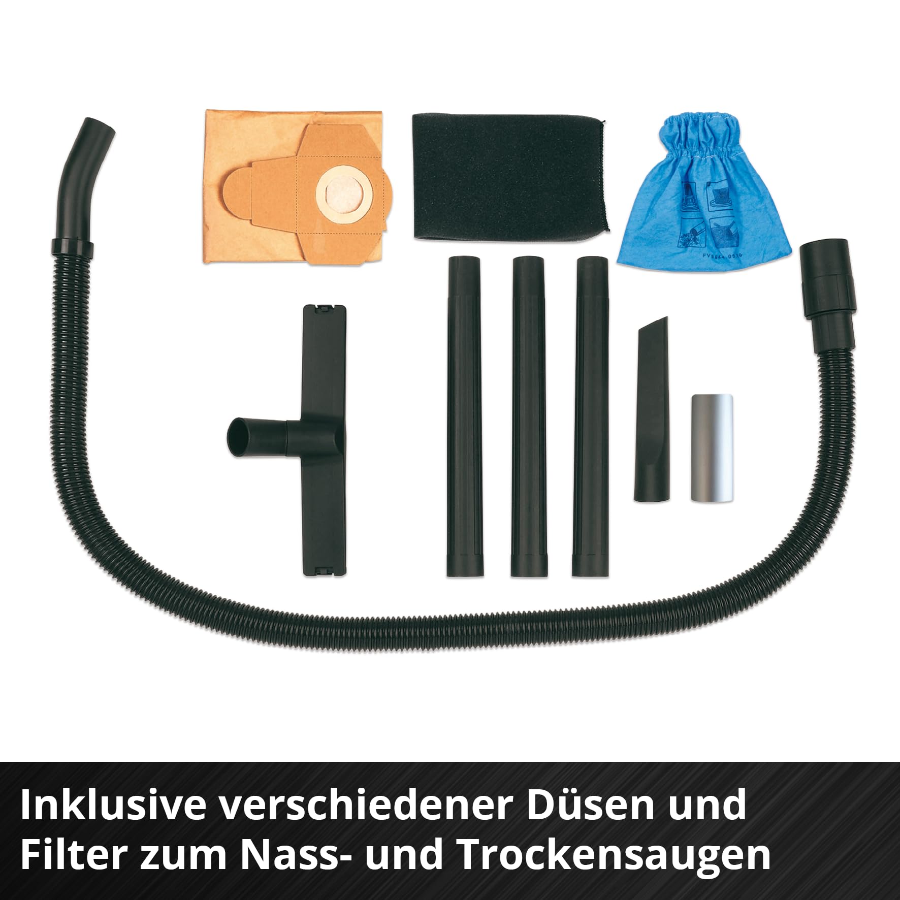 Einhell Nass-Trockensauger TC-VC 1812/1 S (1250 W, 180 mbar, 4 Lenkrollen, 12 L Behälter, inkl. Fugen- & Kombidüse, Schaumstofffilter, Schmutzfangsack & Filterbeutel) 4
