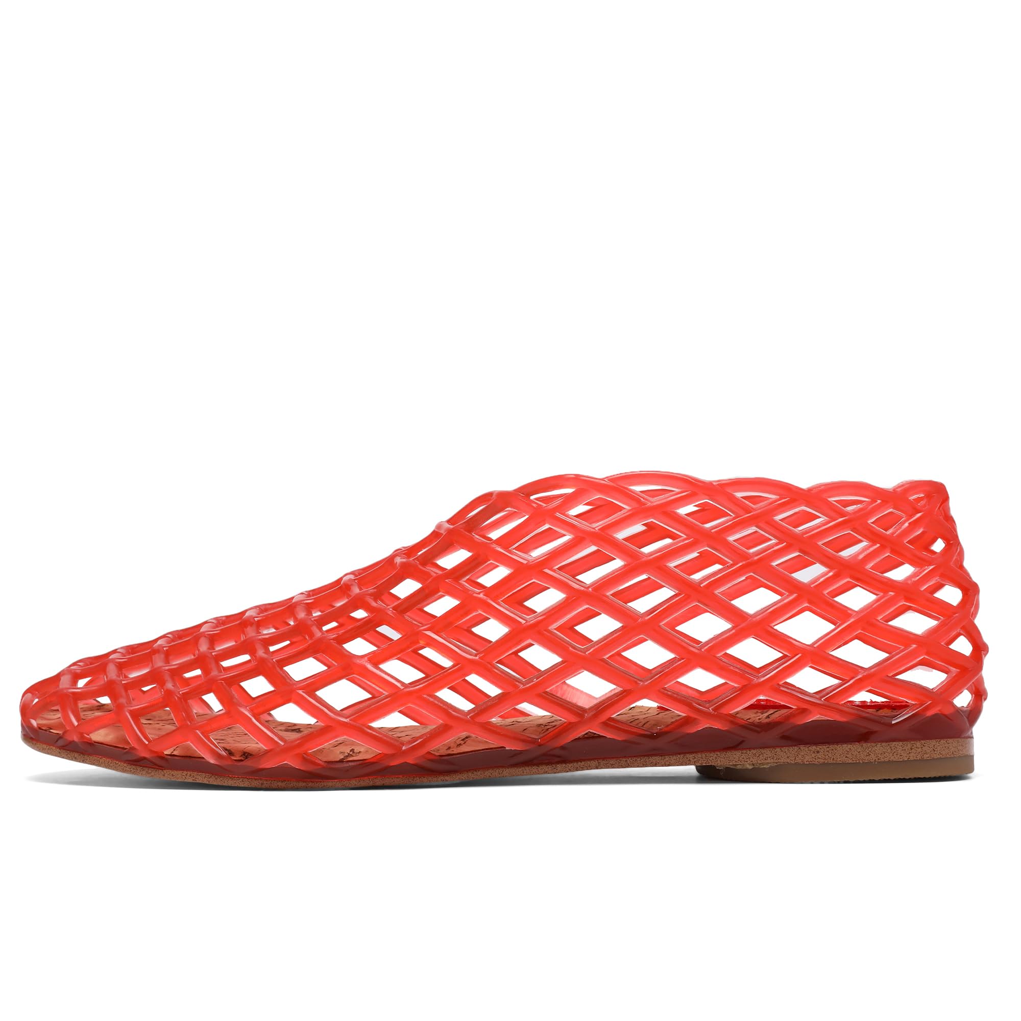 Photo 1 of Molozoey Jelly Mesh Ballet Flats for Women, Closed Toe Adult Jelly Shoes Women, Comfortable Clear Flats Sandals for women RED - 8 / 39