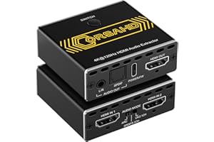 CORSAHD 8K@60Hz 4K@120Hz HDMI2.1 Audio Extractor 2 in 1 Out Switch,48 Gbps,HDCP 2.3, SPDIF 5.1Ch,L/R 2.1Ch,Supports,ARC TV Apps,VRR,ALLM,HDCP Bypass,HDR,Dolby Vision Atmos,Soundbar,Graphics Card