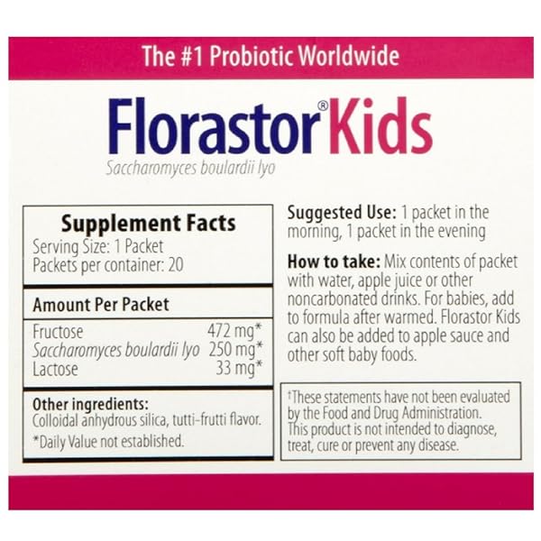 BIOCODEX FLORASTOR KIDS PROBIOTIC SACHETS, 20 COUNT