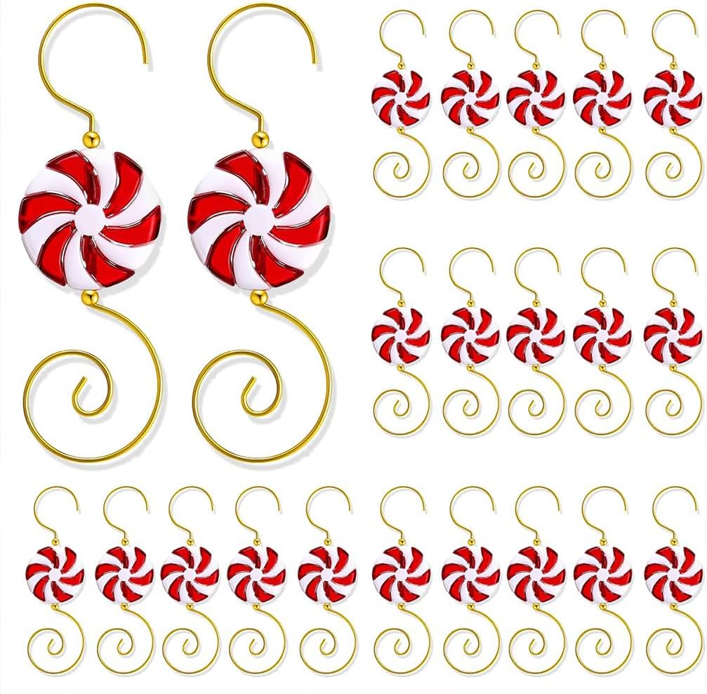 Ornament Hooks - BASEMMAHER Christmas Ornament Hooks Candy, 20 Pieces Ornament Hooks Candy Bead Wire Ornament Hooks Christmas Ornament Hangers Christmas Tree Decorating Hangers for Christmas Tree Decoration