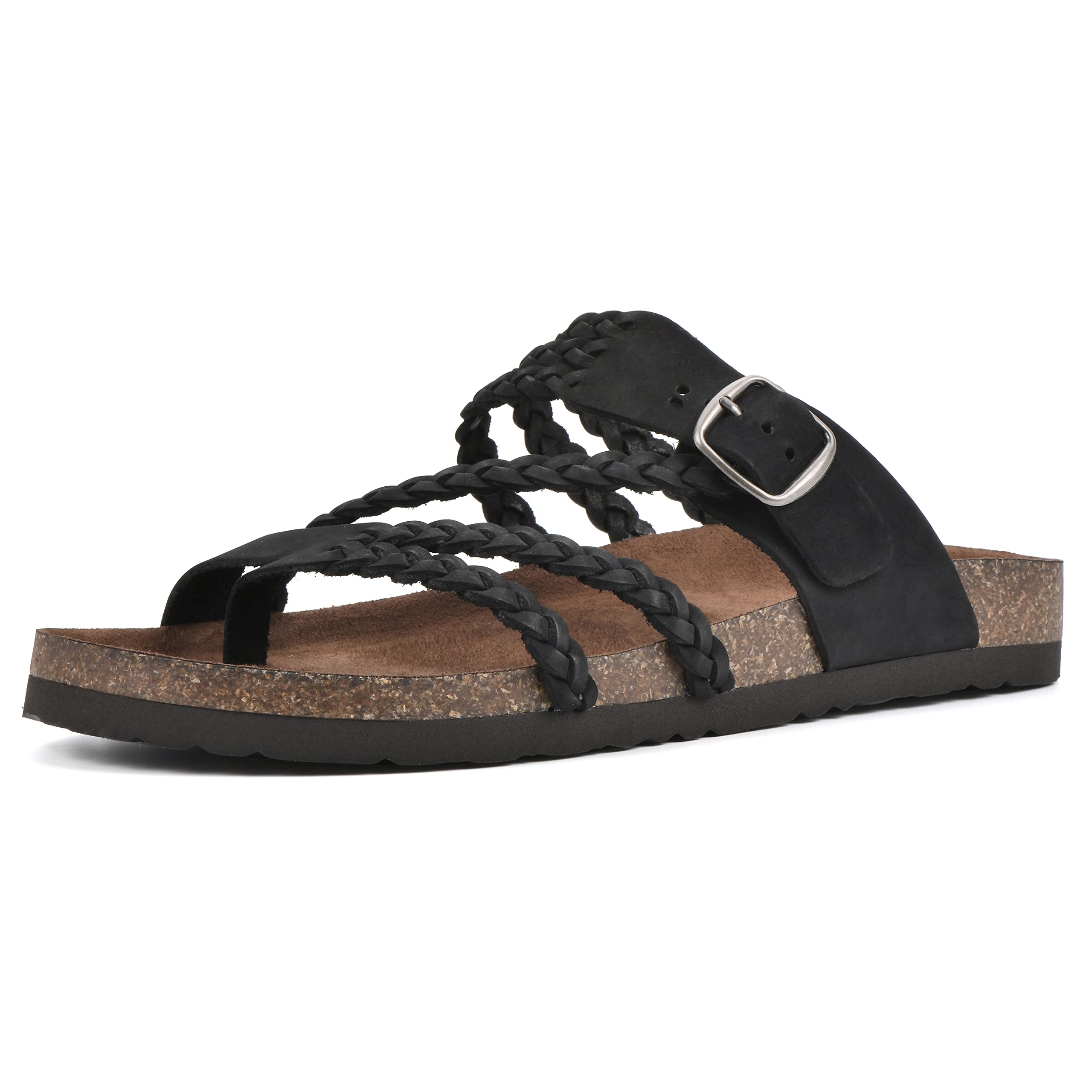 Photo 1 of WHITE MOUNTAIN Women's Hayleigh Footbed Sandal, Black/Nubuck, 8 M