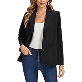 LADI TREND Women's Corduroy Blazers Casual Long Sleeve Notch Lapel Work 2-Button Open Front Blazer Jackets Pockets