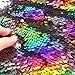 Sequins Sewing Fabric Mermaid Flip Up Sequin Reversible Sparkly Fabric 1 Yard (36'' x 47'') for Dress Clothing Making Home Decor (Rainbow & Silver)