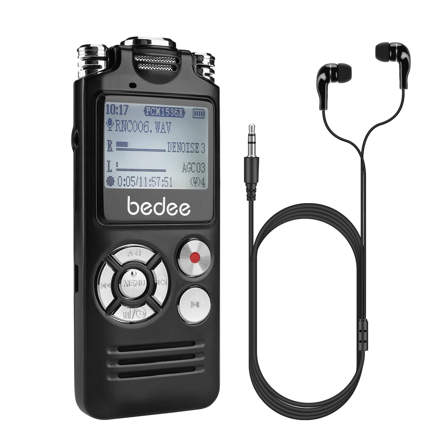 Voice Recorder bedee Audio Recorder Voice Activated Digital Voice Recorder Small Dictaphone Recording Device 8GB Memory 1536kbps/10 Hrs Storage Capacity with 2 Clear Microphone for Interviews Lectures Class Meetings Concert Conference