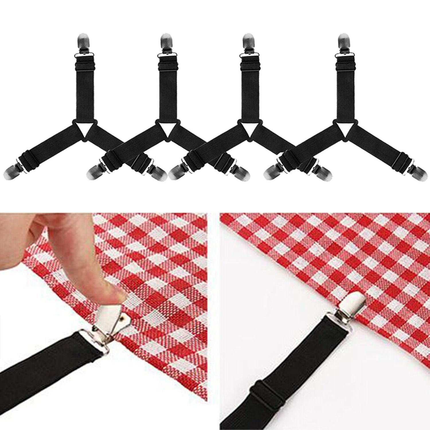 For Bed Sheets Triangle Bed Sheet Fasteners with Heavy Duty Gripper