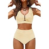 Aqua Eve Women High Waisted Bikini Sets - Tummy Control U-Wire Cutout Swimsuits Two Piece Bathing Suits 2025 Swimwear