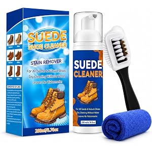 Halldeli Suede Shoe Cleaner, Suede Cleaner Removes Dirt and Stains, Suede Shoe Cleaning Kit with Brush and Towel, Foam Shoe C
