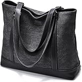Laptop Bag for Women - Teacher Canvas Tote Bag with Compartments, Work Tote Bag for Travel Office 15.6 Inch