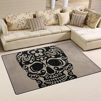 Amazon De Jstel Ingbags Superweicher Moderner Totenkopf Teppich