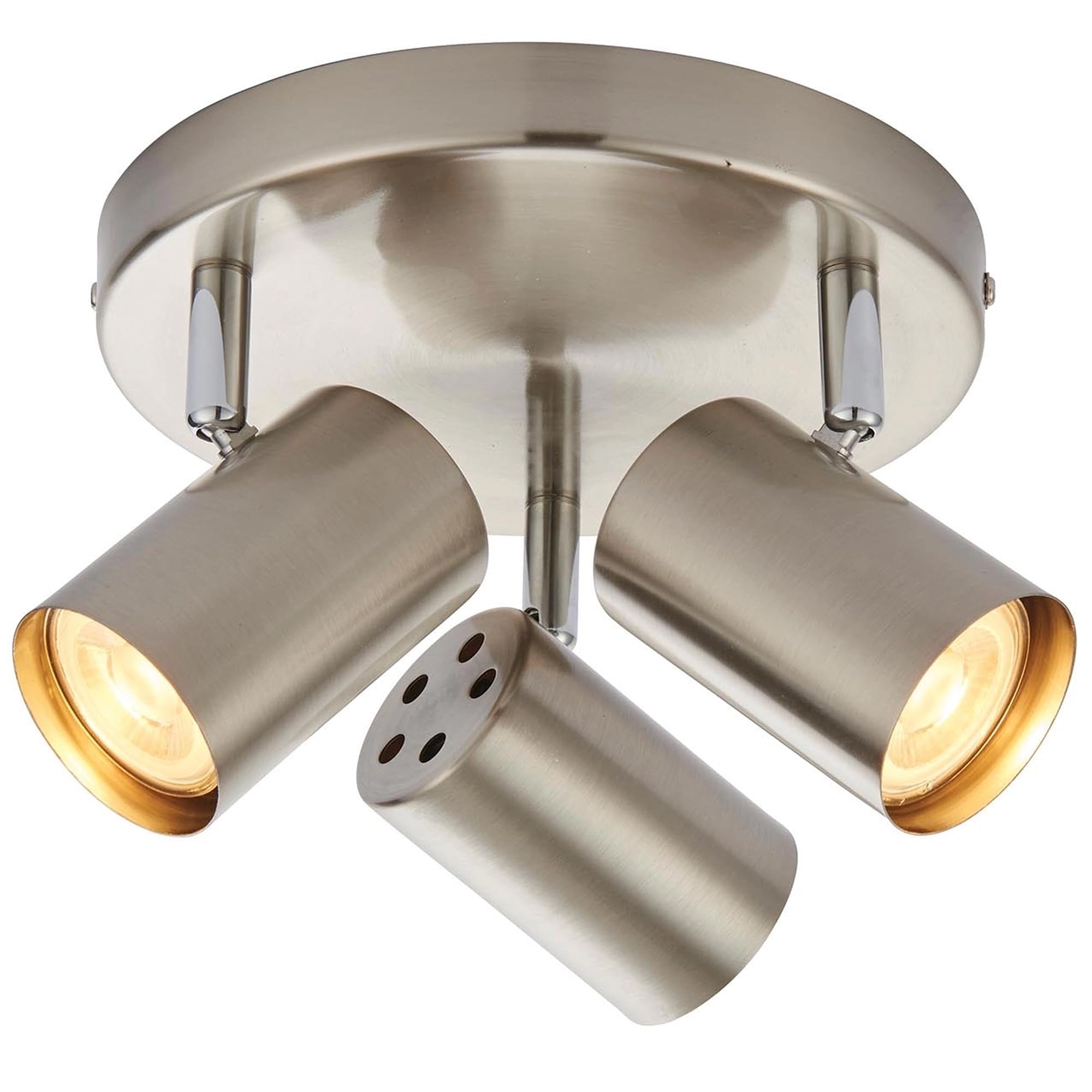 Arezzo Modern 3 Way Decorative Satin Nickel Finish GU10 LED Compatible Round Adjustable Dimmable Ceiling Spotlight