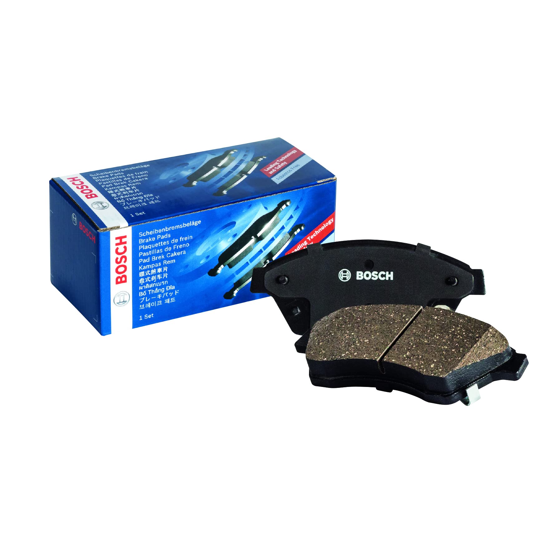 Bosch BP1509 - Brake Pads Car Rear Axle - Bosch Quality - Reduced Noise and Dust - ECE-R90 Certified - Copper-Free - 1 Set of 4 Pads - With Accessories