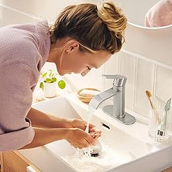 VOTON Brushed Nickel Bathroom Faucets, Single