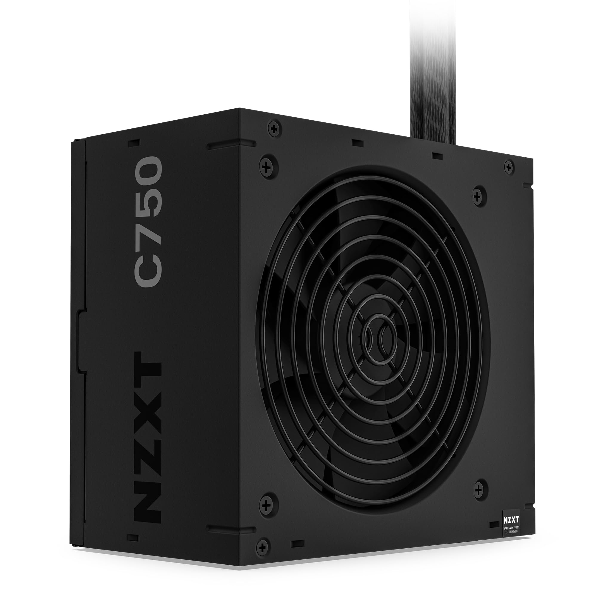 NZXT C750 Bronze PSU - 750 Watts - PA-7B2BB-UK - 80 Plus Bronze Certified - Non-Modular Design - 120mm FDB Fan - Matte Black-Sleeved Main Cables - 3-Year Warranty - Black (2023)