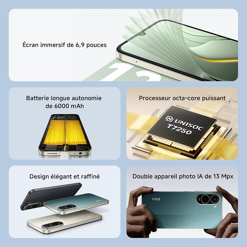 POCO C81 Pro Smartphone 4+256 Go Batterie 6000mAh - Noir