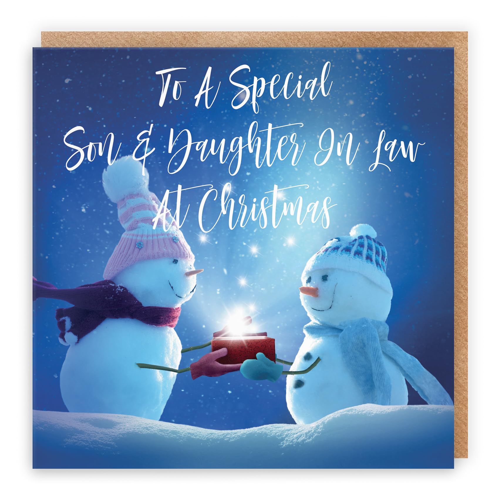 Hunts England - Son And Daughter In Law Christmas Card - To A Special Son & Daughter In Law At Christmas - Starry Night Collection - Fun Card — image 1