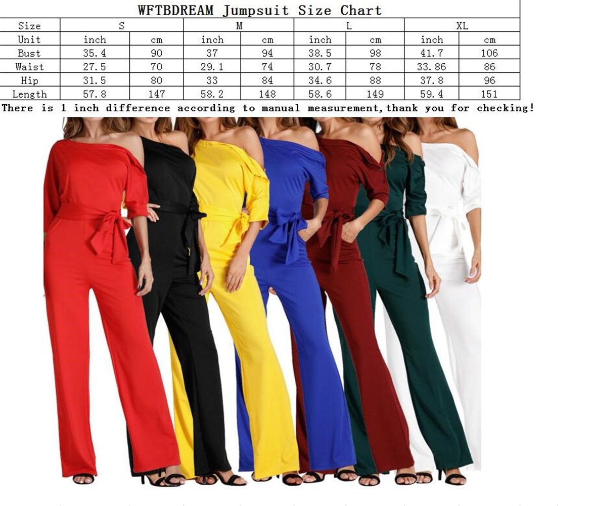 Elastic Waist 3/4 Sleeve Off Shoulder Jumpsuit Romper Women Plus Size Black XL