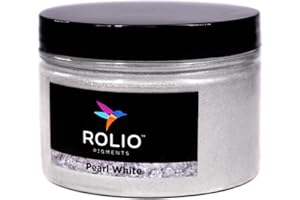 Rolio Premium White Mica Powder - Pearl White (100G / 3.5oz) - 1 Jar of White Pigment Powder for Epoxy Resin, Dye, Soap Making, Nail Polish, Paint, Candle Making, Bath Bombs, Slime