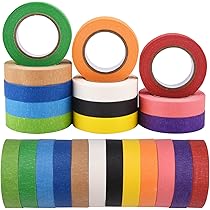 Jiujuda9 12 Rolls Coloured Masking Tapes, 2cm X 12m Rainbow Coloured Tape, Colourful Removable Craft Paint Adhesive Tapes, Masking Tape For Painting Scrapbooking DIY Arts And Crafts Office & Home - View #2