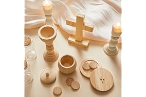 Sliner Catholic Gifts for Kids Mass Kit Wooden Mass Play Set My First Communion Gift Catholic Toys Set Baby Holy Baptism Gifts for Children Priest Churches Birthday Easter Party Decor(Simple Color)