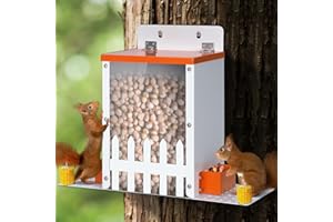 Metal Squirrel Feeders for Outdoors Squirrel Picnic Table Bench Feeders for Hanging Outside Tree Funny House Box Corn Peanuts