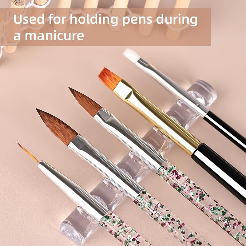 Lot de 32 pinceaux professionnels pour nail art - Stylos et outils de pointage avec support pour pinceaux à ongles - Pinceaux de manucure précis pour les débutants et les salons - Parfait pour