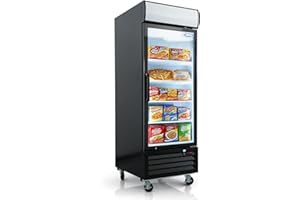 ORIKOOL 27" Commercial Display Freezer with 1 Glass Door - 20 Cu.ft Capacity, Digital Temperature Control, Auto Defrost, Freezer Top Sign, LED Lighting, Energy Efficient for Store & Supermarket