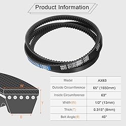 uxcell 4Pcs AX63 EPDM V-Belt, Raw Edge Cogged
