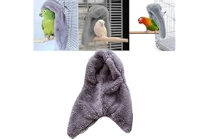 BUERKEO Corner Fleece Bird Blanket for Cage, Cozy Bird Bed Warmer Parrot House Cage Hanging Hammock Toy, Small Animals Shelter Plush Bedding, Cuddle Nest Hanging Toy for Parakeet Cockatiel Conure Lovebirds(M)