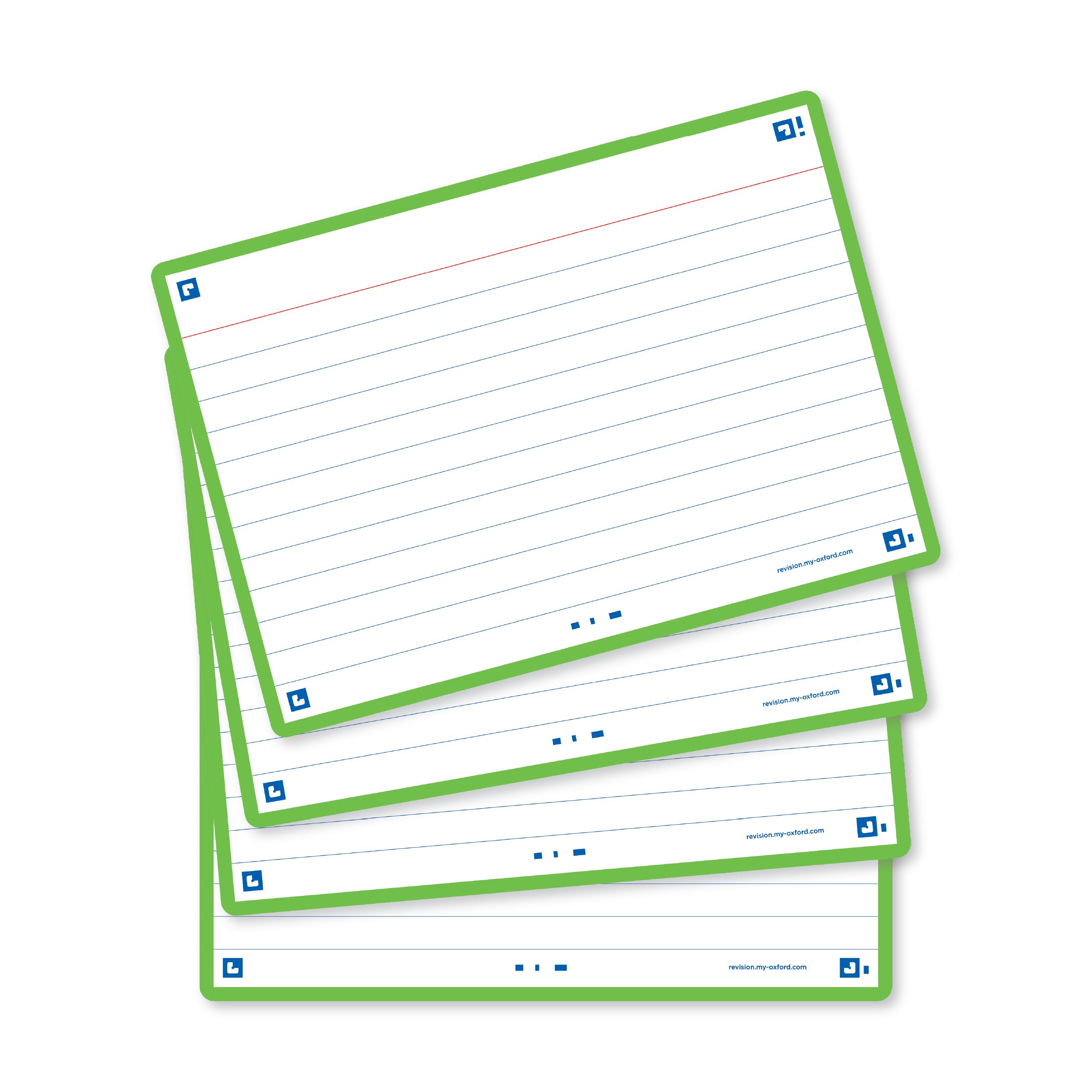 Oxford A6 Flash Cards, Ruled with Green Frame, Pack of 80