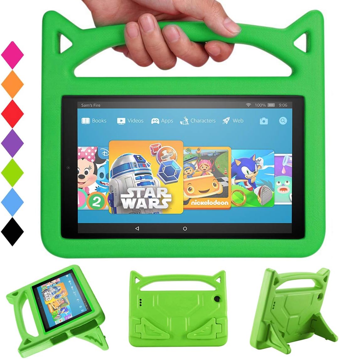 All-New Fire HD 10 2017 Tablet Case -Riaour Shock Proof Light Weight Convertible Handle Stand Kids Friendly Cover for Fire HD 10.1" Tablet(Compatible with 2015&2017 Released)(Green)