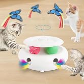 Cat Toys for Indoor Cats, 3-in-1 Interactive Cat Toy Automatic Kitten Toys with Fluttering Butterfly, Ambush Feather and Track Balls, Smart Sensor Wake-Up,USB Powered, Exercise &amp; Boredom Relief