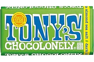 Tony's Chocolonely - 51% Dark Chocolate Bar with Almonds and Sea Salt - Belgium Chocolate, No Artificial Flavoring, Fairtrade & B Corp Certified - 6.35 Oz