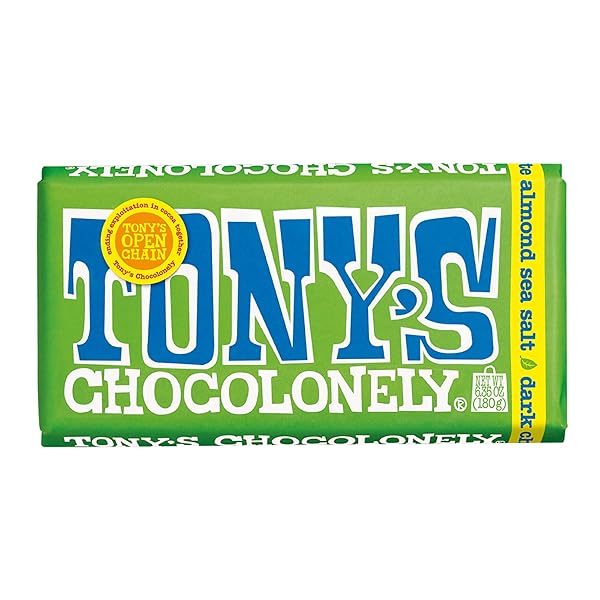 TONY’S CHOCOLONELY, DARK CHOCOLATE ALMOND SEA SALT, 6.35 OZ