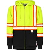 BOCOMAL FR Hoodies High Visibility 10.5oz Cottion Fleece Zipper Hi Vis Flame Resistant Reflective Hooded Sweatshirts