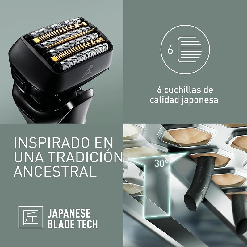 Series 900+ ES-LS9A Afeitadora Eléctrica De 6 Hojas En Seco Y Húmedo Para Hombres, Afeitadora Eléctrica Con Sensor De Barba Sensible, Limpieza Automática Y Sistema De Carga