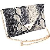 Newfancy Women Snakeskin Envelope Clutch Bag Crossbody Purses With Chains Evening Party Prom Shoulder Messenger Handbags