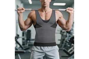 Mens Slimming Body Shaper Vest Chest Compression Shirt Workout Tank Tops Abs Abdomen Undershirts Tummy Control Black