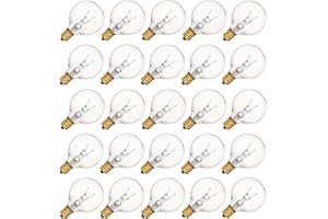 Konictom G40 Replacement Light Bulbs 5W Clear Globe Bulb fits E12 C7 Candelabra Screw Base Sockets, 1.5 Inch Dimmable Light Bulbs for Indoor Outdoor Patio Decor, Pack of 25