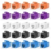 VCE UL Listed CAT6 Keystone Coupler PoE, Multicolored, 25-Pack | UL Listed |10Gbps High Speed | PoE Support｜Female to Female | CAT6/CAT5E/CAT5｜Ethernet Cable Extender