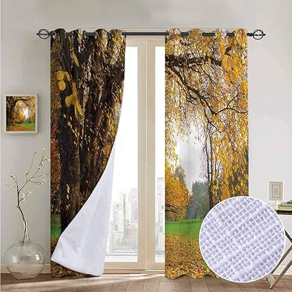 Nuomanan Window Curtains Fall Big Ancient Oak Tree Tie Up Window